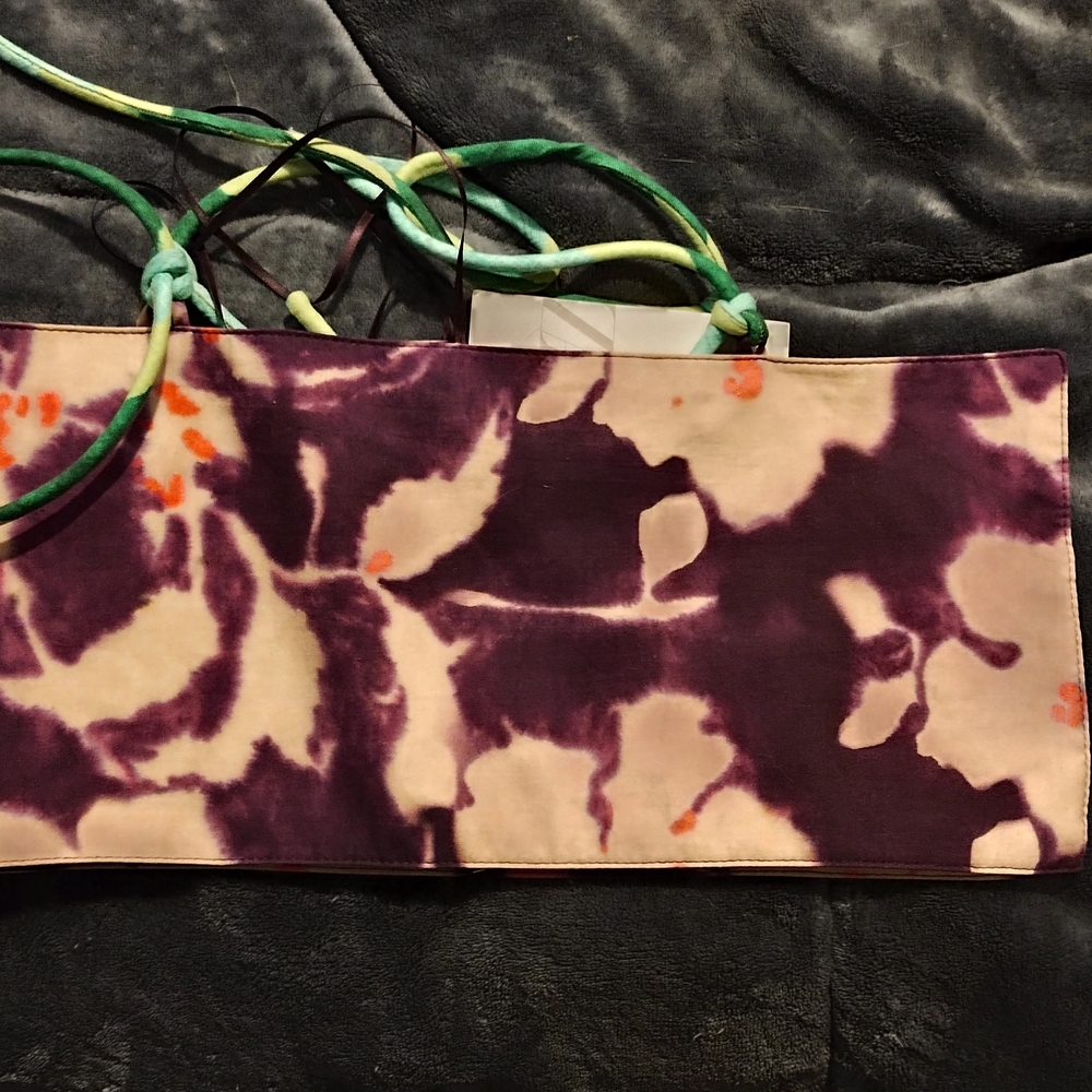 Purple and Cream Floral Clutch